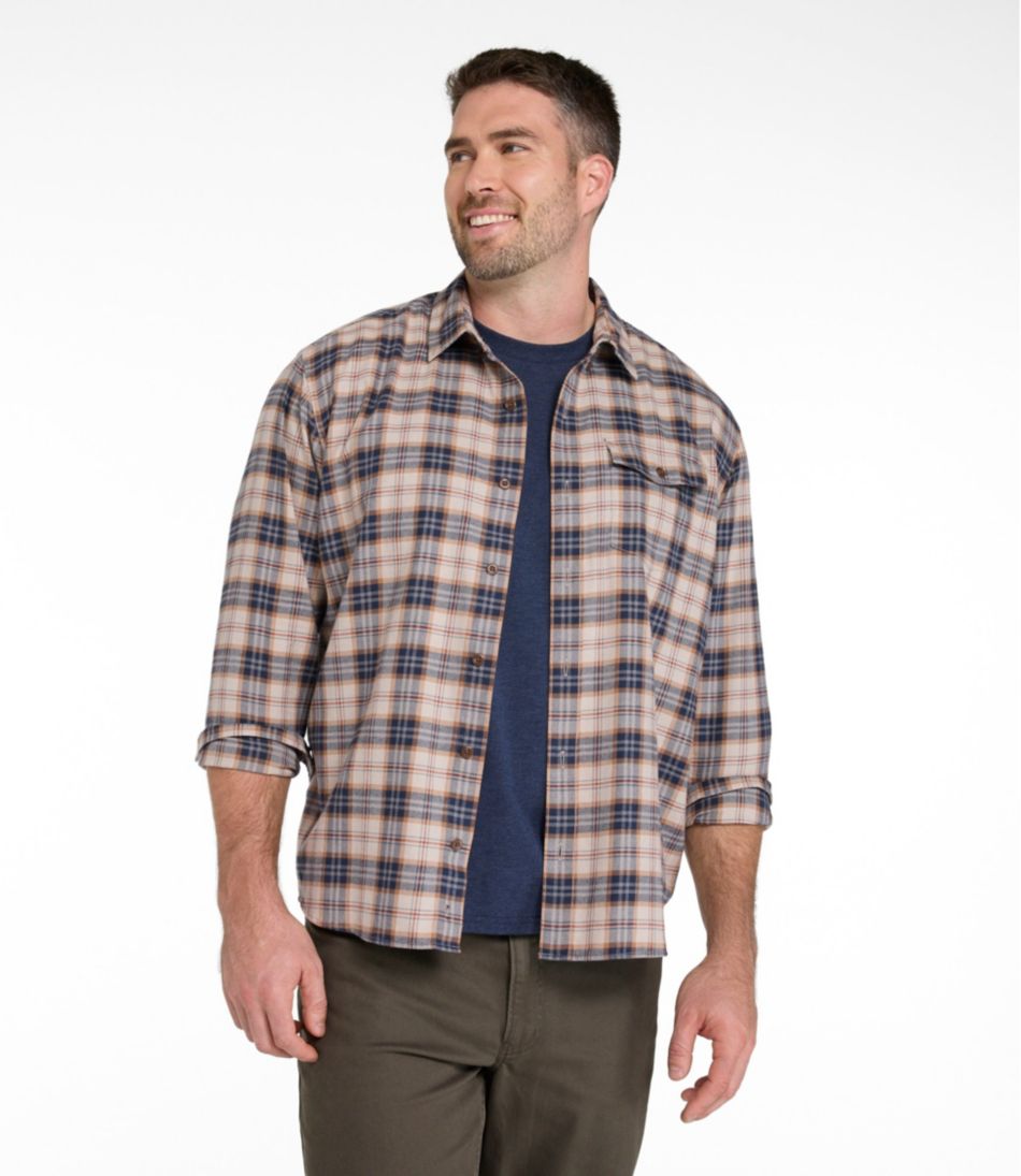 Men's Brushed Jaspé Twill Shirt, Plaid, Traditional Untucked Fit | L.L.Bean outlet
