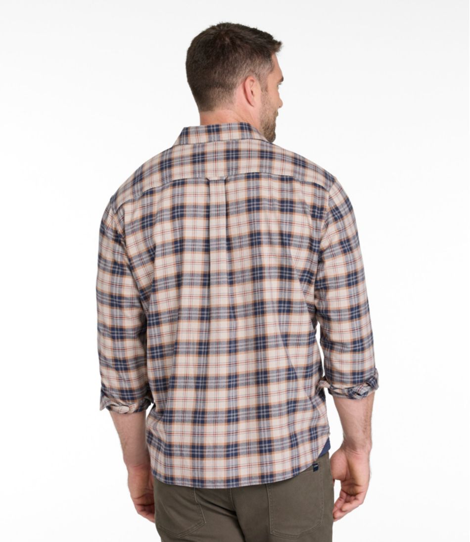 Men's Brushed Jaspé Twill Shirt, Plaid, Traditional Untucked Fit | L.L.Bean outlet