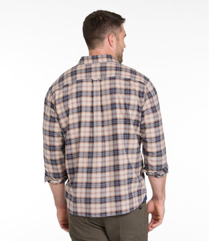 Men's Brushed Jaspé Twill Shirt, Plaid, Traditional Untucked Fit | L.L.Bean outlet