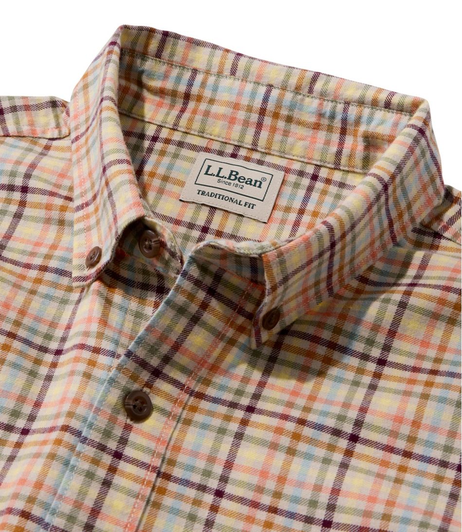 Men's Brushed Jaspé Twill Shirt, Plaid, Traditional Untucked Fit | L.L.Bean outlet