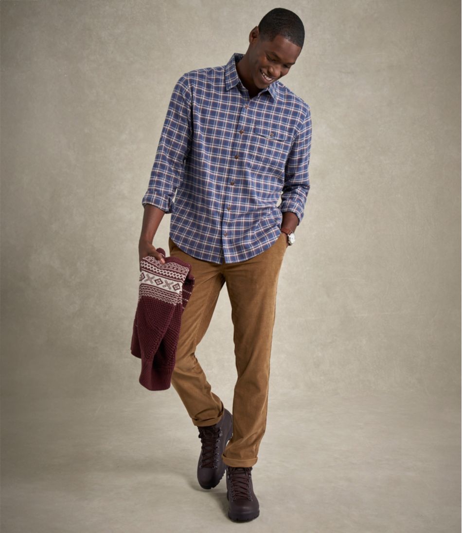 Men's Brushed Jaspé Twill Shirt, Plaid, Traditional Untucked Fit | L.L.Bean outlet