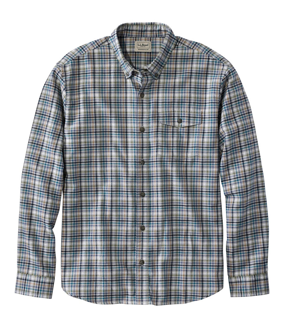 Men's Brushed Jaspé Twill Shirt, Plaid, Traditional Untucked Fit | L.L.Bean outlet - US 4676