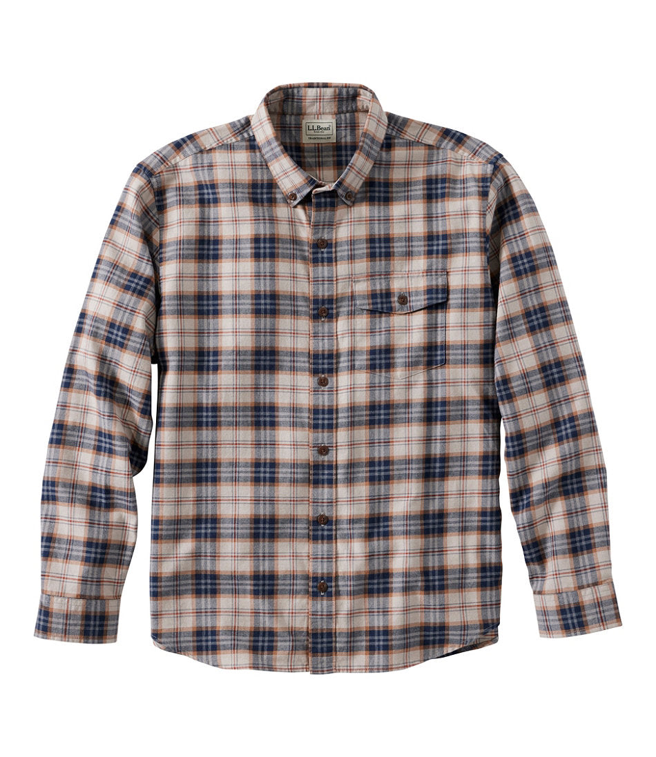 Men's Brushed Jaspé Twill Shirt, Plaid, Traditional Untucked Fit | L.L.Bean outlet - US 4676