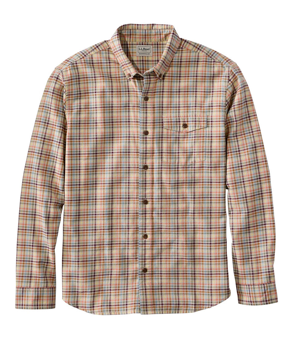 Men's Brushed Jaspé Twill Shirt, Plaid, Traditional Untucked Fit | L.L.Bean outlet - US 4676