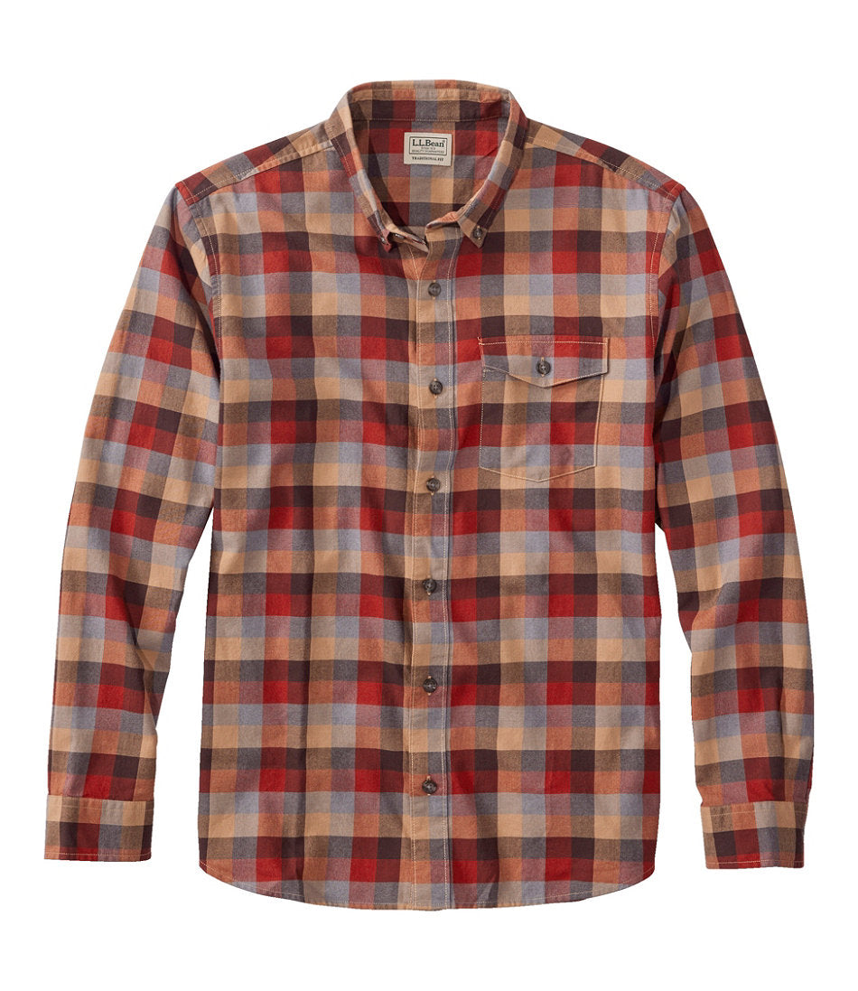 Men's Brushed Jaspé Twill Shirt, Plaid, Traditional Untucked Fit | L.L.Bean outlet - US 4676