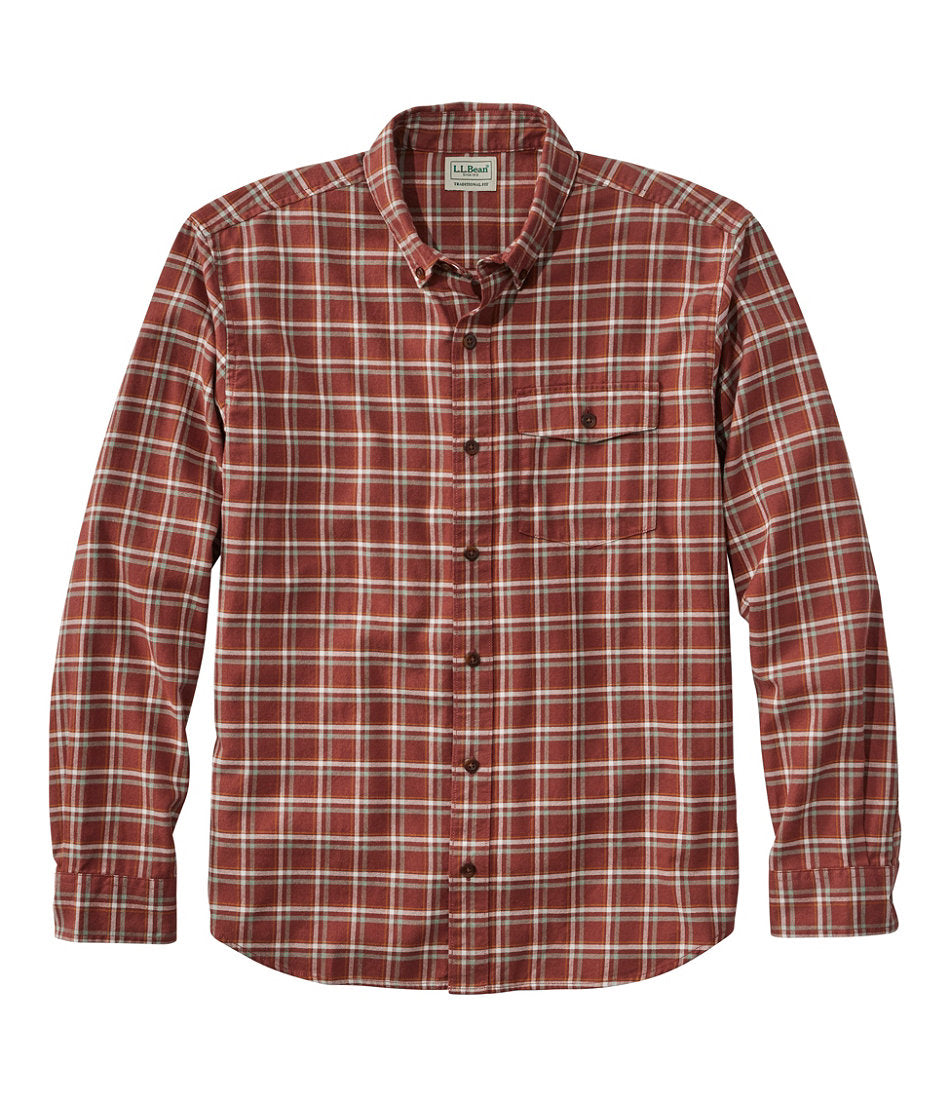 Men's Brushed Jaspé Twill Shirt, Plaid, Traditional Untucked Fit | L.L.Bean outlet - US 4676