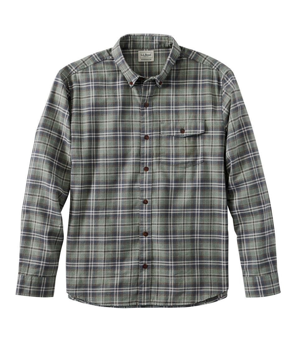 Men's Brushed Jaspé Twill Shirt, Plaid, Traditional Untucked Fit | L.L.Bean outlet - US 4676