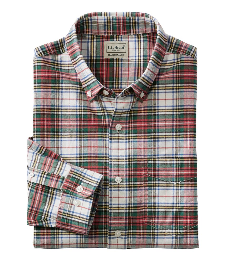 Men's Comfort Stretch® Oxford Shirt, Traditional Untucked Fit, Plaid | L.L.Bean outlet