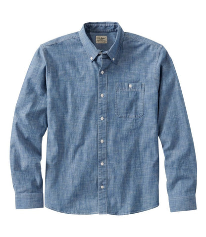 Men's Comfort Stretch® Chambray Shirt, Traditional Untucked Fit, Long-Sleeve | L.L.Bean online