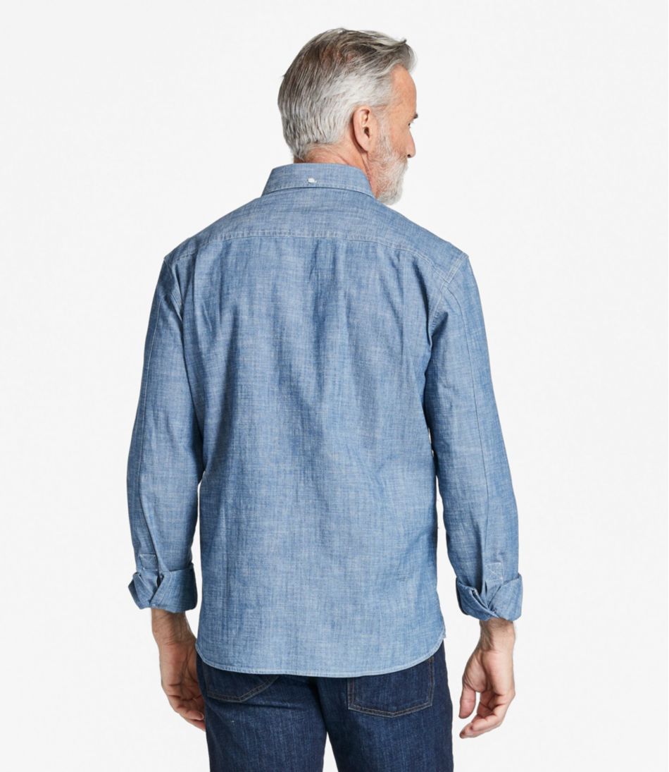 Men's Comfort Stretch® Chambray Shirt, Traditional Untucked Fit, Long-Sleeve | L.L.Bean online