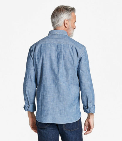 Men's Comfort Stretch® Chambray Shirt, Traditional Untucked Fit, Long-Sleeve | L.L.Bean online