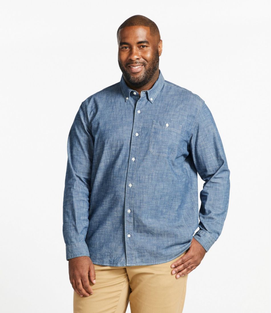 Men's Comfort Stretch® Chambray Shirt, Traditional Untucked Fit, Long-Sleeve | L.L.Bean online