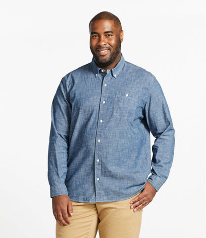 Men's Comfort Stretch® Chambray Shirt, Traditional Untucked Fit, Long-Sleeve | L.L.Bean online
