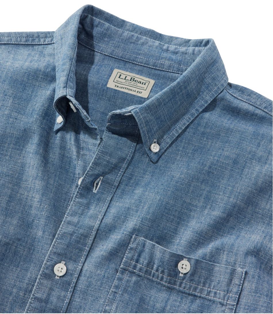 Men's Comfort Stretch® Chambray Shirt, Traditional Untucked Fit, Long-Sleeve | L.L.Bean online