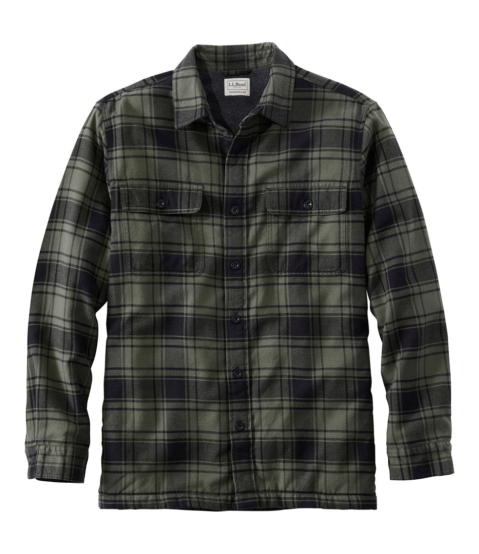 Men's Fleece-Lined Flannel Shirt, Traditional Fit | L.L.Bean outlet - US 7616