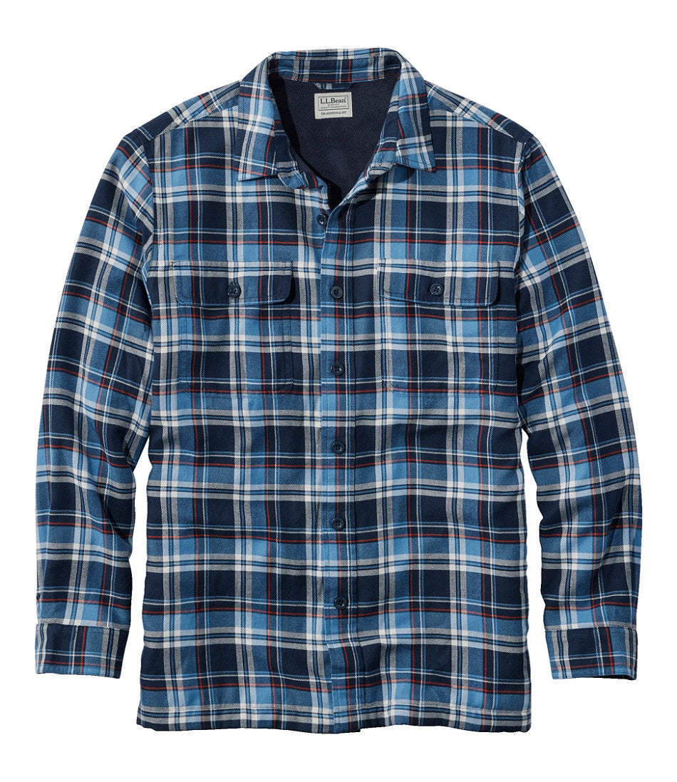 Men's Fleece-Lined Flannel Shirt, Traditional Fit | L.L.Bean outlet - US 7616