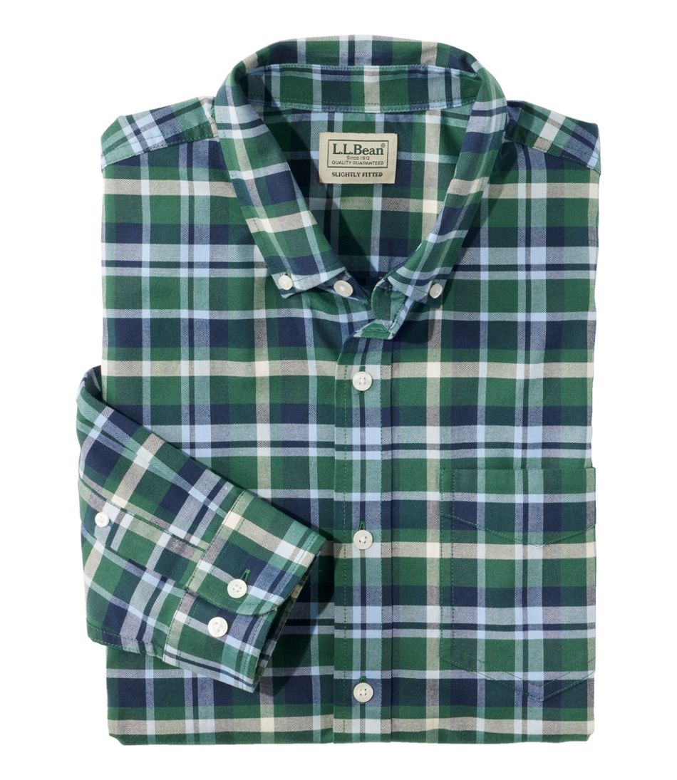 Men's Comfort Stretch® Oxford Shirt, Slightly Fitted Untucked Fit, Plaid | L.L.Bean sale