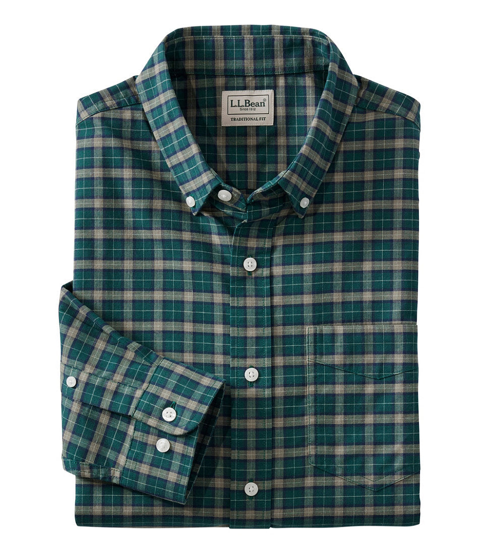 Men's Comfort Stretch® Oxford Shirt, Slightly Fitted Untucked Fit, Plaid | L.L.Bean sale - US 5714