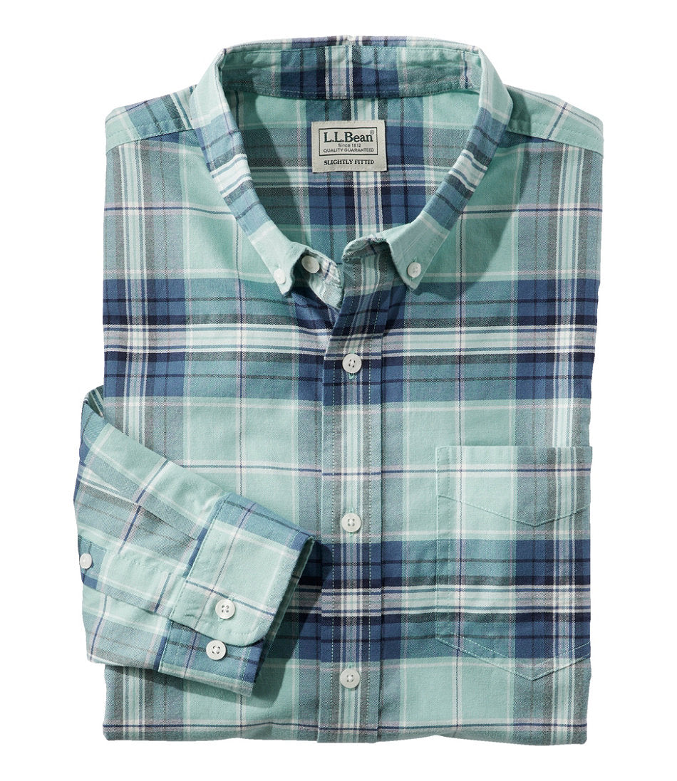 Men's Comfort Stretch® Oxford Shirt, Slightly Fitted Untucked Fit, Plaid | L.L.Bean sale - US 5714