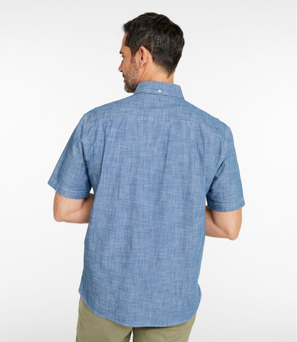 Men's Comfort Stretch® Chambray Shirt, Traditional Untucked Fit, Short-Sleeve | L.L.Bean on sale