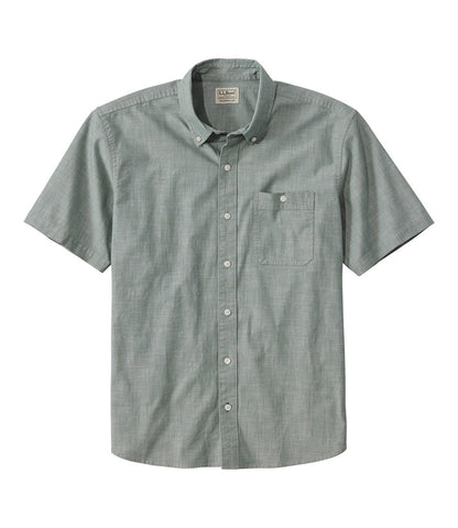 Men's Comfort Stretch® Chambray Shirt, Traditional Untucked Fit, Short-Sleeve | L.L.Bean on sale - US 9926