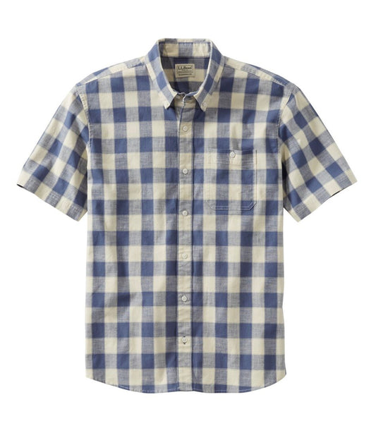 Men's Comfort Stretch® Chambray Shirt, Traditional Untucked Fit, Short-Sleeve, Plaid | L.L.Bean online