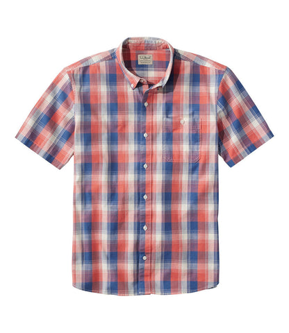 Men's Comfort Stretch® Chambray Shirt, Traditional Untucked Fit, Short-Sleeve, Plaid | L.L.Bean online - US 3511