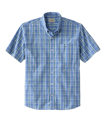 Men's Comfort Stretch® Chambray Shirt, Traditional Untucked Fit, Short-Sleeve, Plaid | L.L.Bean online - US 3511