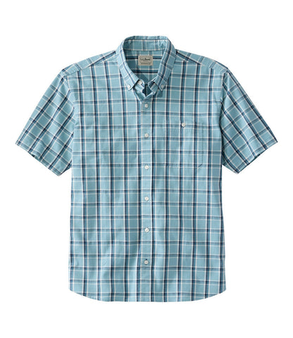 Men's Comfort Stretch® Chambray Shirt, Traditional Untucked Fit, Short-Sleeve, Plaid | L.L.Bean online - US 3511