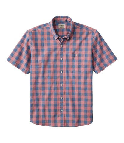 Men's Comfort Stretch® Chambray Shirt, Traditional Untucked Fit, Short-Sleeve, Plaid | L.L.Bean online - US 3511