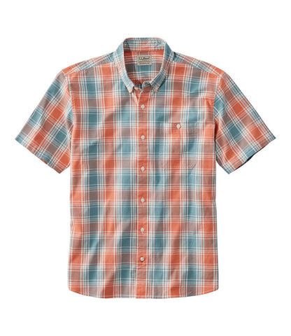 Men's Comfort Stretch® Chambray Shirt, Traditional Untucked Fit, Short-Sleeve, Plaid | L.L.Bean online - US 3511