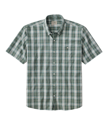 Men's Comfort Stretch® Chambray Shirt, Traditional Untucked Fit, Short-Sleeve, Plaid | L.L.Bean online - US 3511