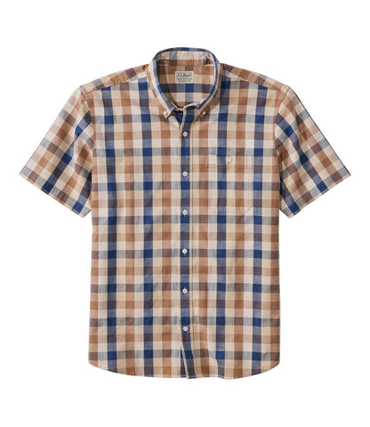 Men's Comfort Stretch® Chambray Shirt, Traditional Untucked Fit, Short-Sleeve, Plaid | L.L.Bean online - US 3511