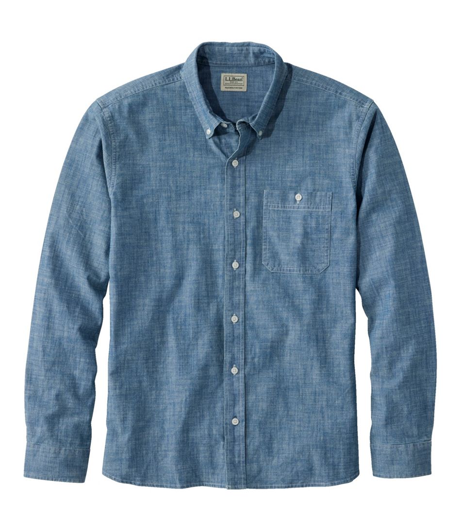 Men's Comfort Stretch® Chambray Shirt, Long-Sleeve, Slightly Fitted Untucked Fit | L.L.Bean near me