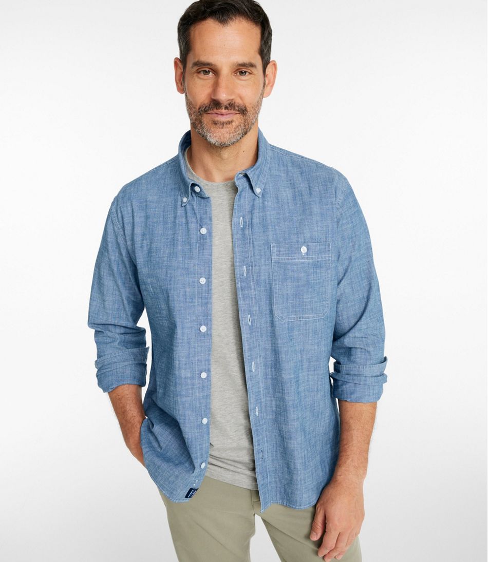 Men's Comfort Stretch® Chambray Shirt, Long-Sleeve, Slightly Fitted Untucked Fit | L.L.Bean near me
