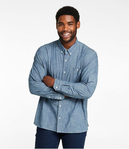 Men's Comfort Stretch® Chambray Shirt, Long-Sleeve, Slightly Fitted Untucked Fit | L.L.Bean near me
