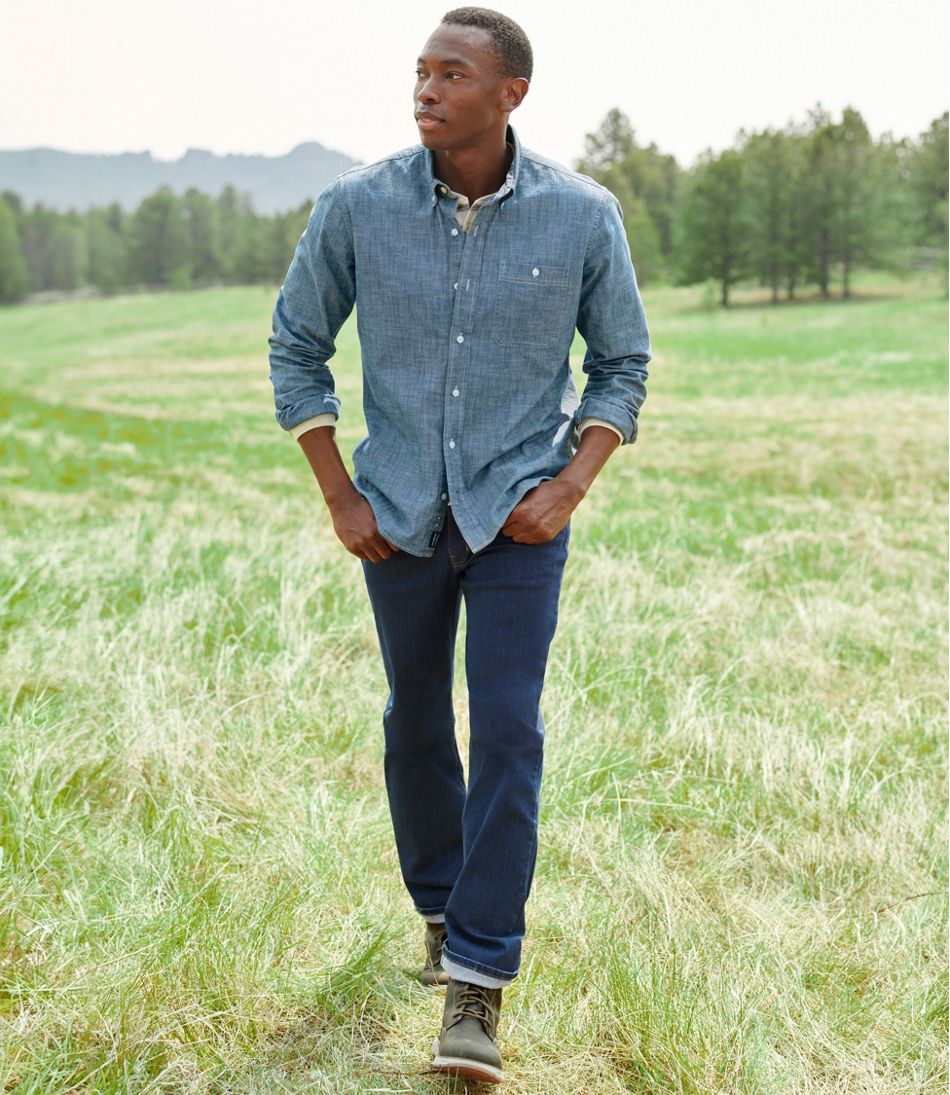 Men's Comfort Stretch® Chambray Shirt, Long-Sleeve, Slightly Fitted Untucked Fit | L.L.Bean near me