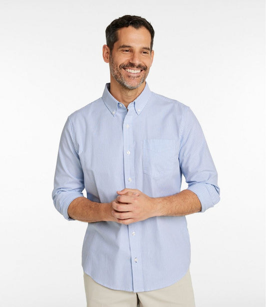 Men's Comfort Stretch Oxford Shirt, Slightly Fitted Untucked Fit, Stripe | L.L.Bean online