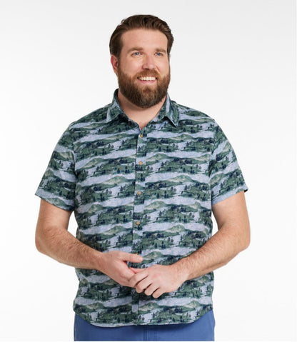 Men's Stonecoast Hemp Shirt, Short-Sleeve, Slightly Fitted Untucked Fit, Print | L.L.Bean sale