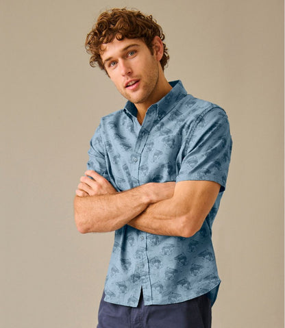 Men's Stonecoast Hemp Shirt, Short-Sleeve, Slightly Fitted Untucked Fit, Print | L.L.Bean sale