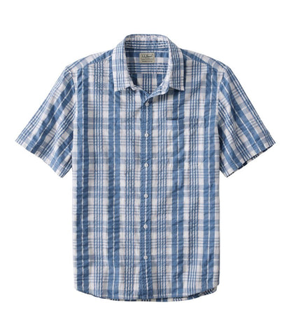 Men's Organic Cotton Seersucker Shirt, Short-Sleeve, Slightly Fitted, Plaid | L.L.Bean on sale
