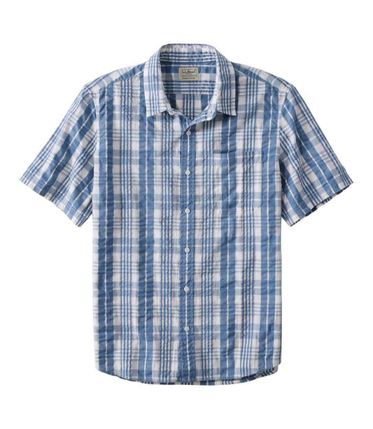 Men's Organic Cotton Seersucker Shirt, Short-Sleeve, Slightly Fitted, Plaid | L.L.Bean on sale