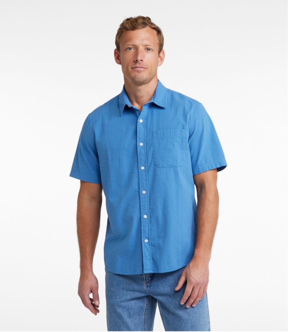Men's Organic Cotton Seersucker Shirt, Short-Sleeve, Slightly Fitted, Plaid | L.L.Bean on sale