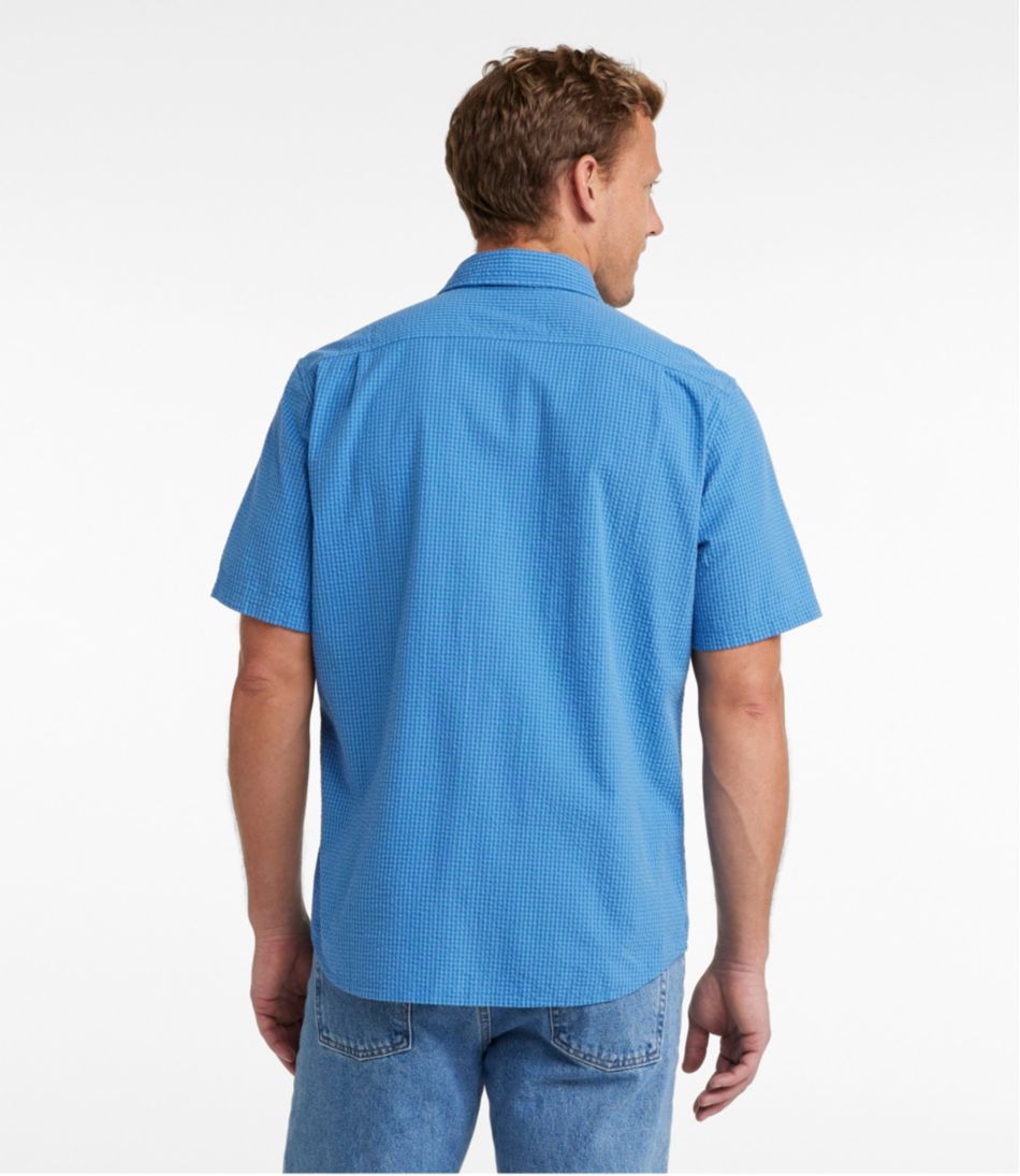 Men's Organic Cotton Seersucker Shirt, Short-Sleeve, Slightly Fitted, Plaid | L.L.Bean on sale