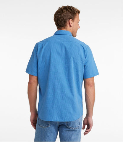 Men's Organic Cotton Seersucker Shirt, Short-Sleeve, Slightly Fitted, Plaid | L.L.Bean on sale