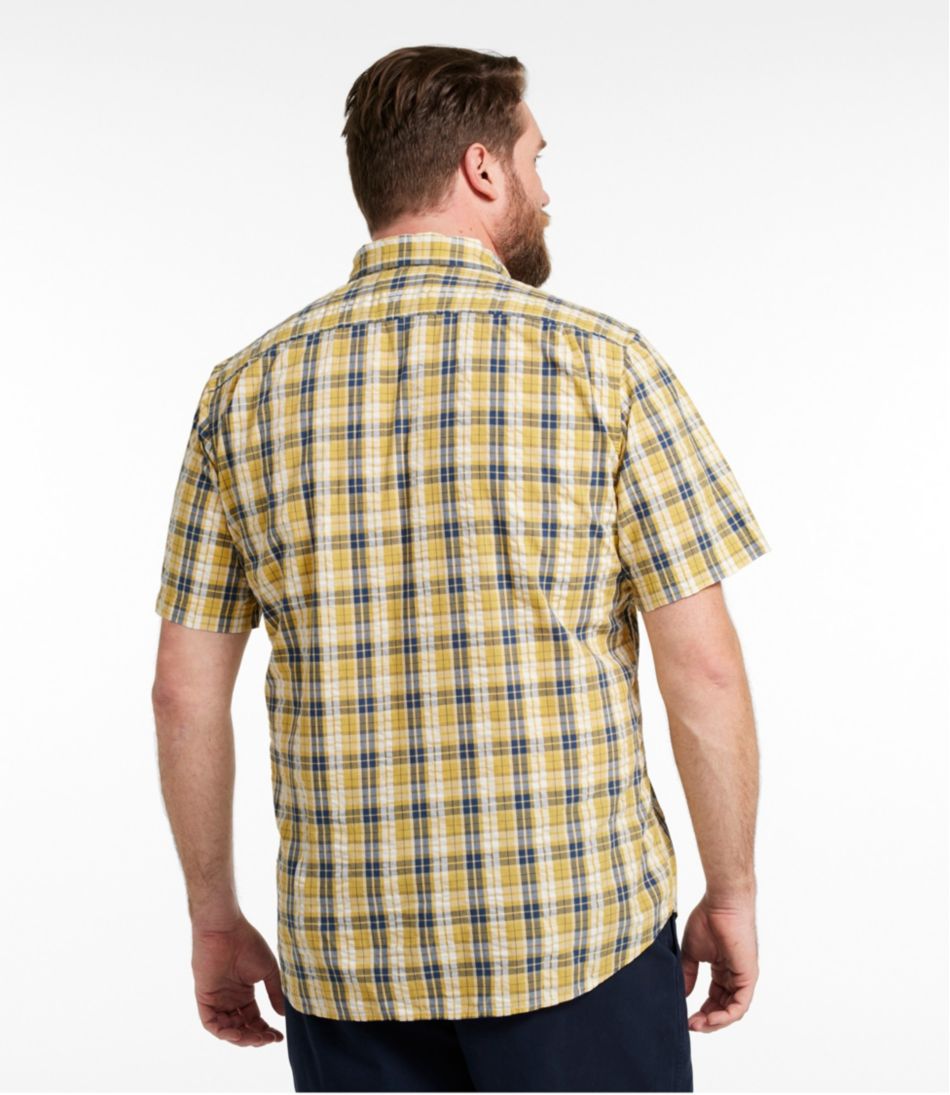 Men's Organic Cotton Seersucker Shirt, Short-Sleeve, Slightly Fitted, Plaid | L.L.Bean on sale