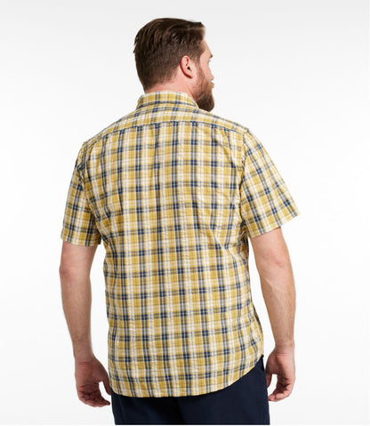 Men's Organic Cotton Seersucker Shirt, Short-Sleeve, Slightly Fitted, Plaid | L.L.Bean on sale