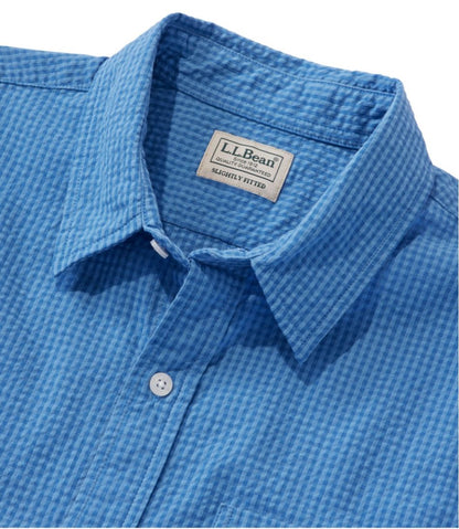 Men's Organic Cotton Seersucker Shirt, Short-Sleeve, Slightly Fitted, Plaid | L.L.Bean on sale