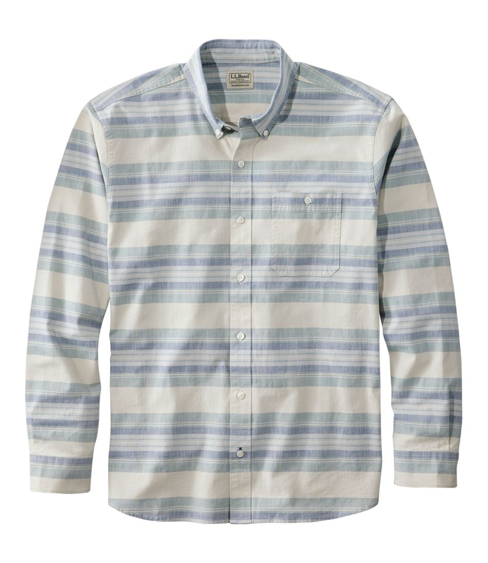 Men's Comfort Stretch Chambray Shirt, Traditional Untucked Fit, Long-Sleeve, Stripe | L.L.Bean near me