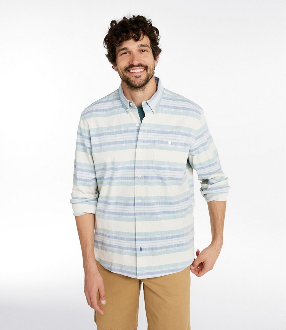 Men's Comfort Stretch Chambray Shirt, Traditional Untucked Fit, Long-Sleeve, Stripe | L.L.Bean near me